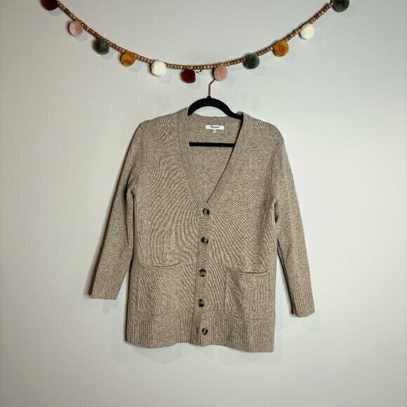 Madewell beige tan merino wool cardigan sweater - Picture 1 of 5